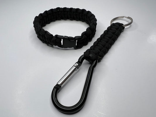 Black Paracord Bracelet & Keychain