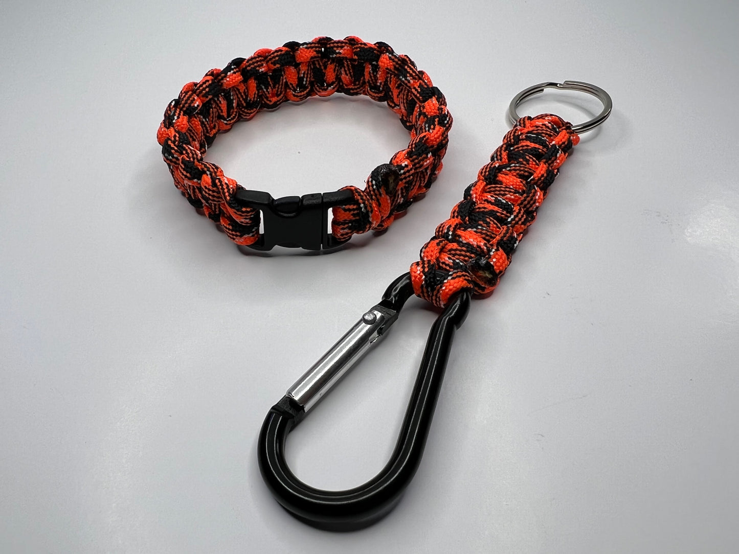 Orange Camo Paracord Bracelet & Keychain.