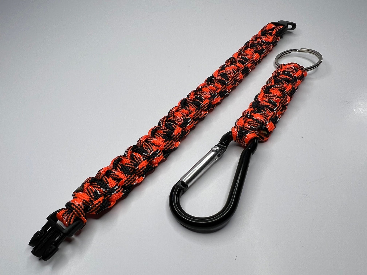 Orange Camo Paracord Bracelet & Keychain.