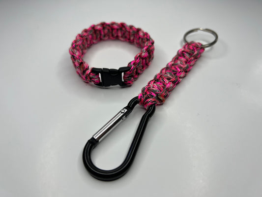 Pink Camo Paracord Bracelet & Keychain