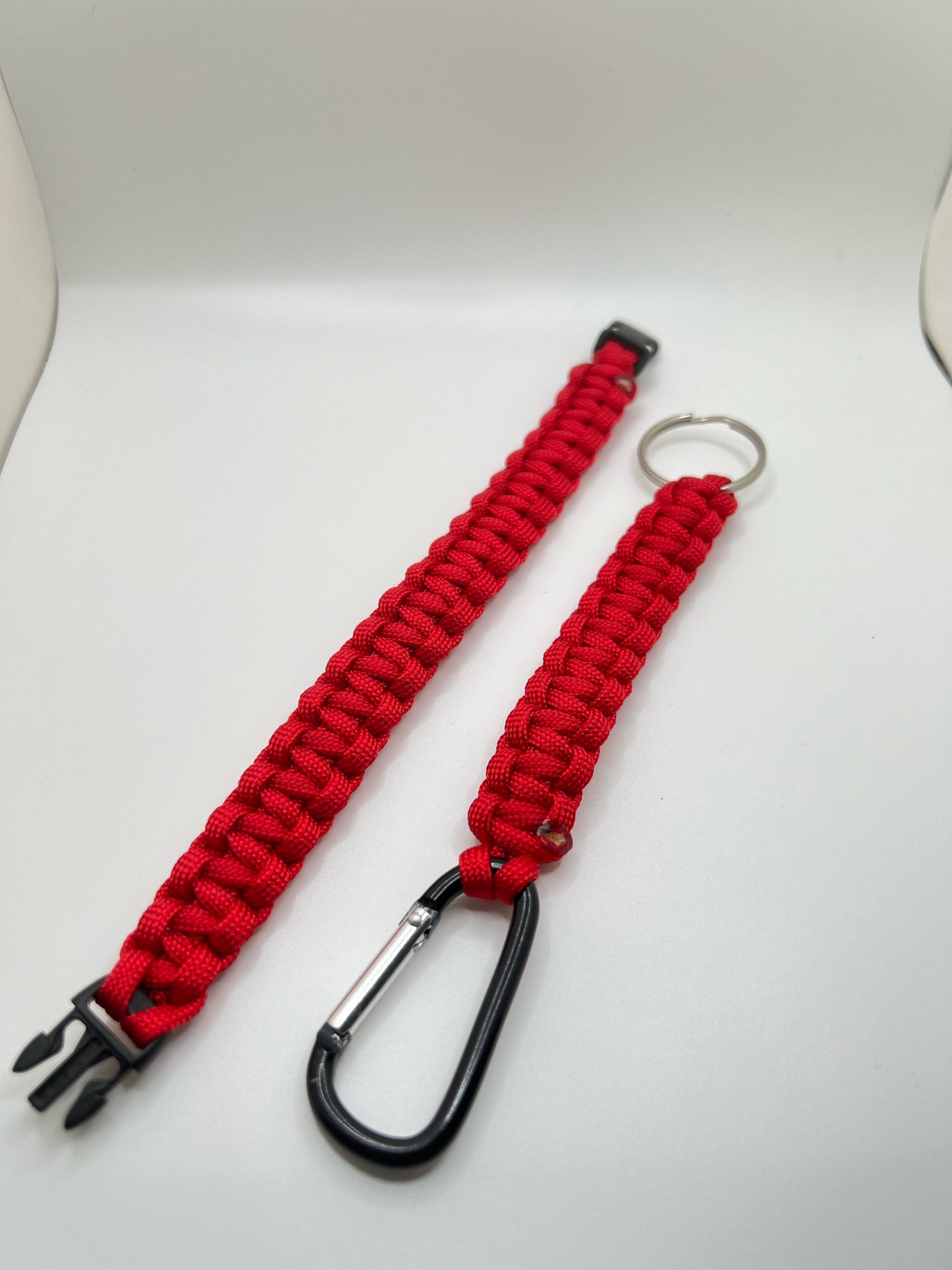 Red Paracord Bracelet & Keychain